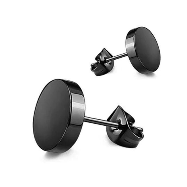 S4U Černé ocelové náušnice placičky 8 mm - OPN1357-08