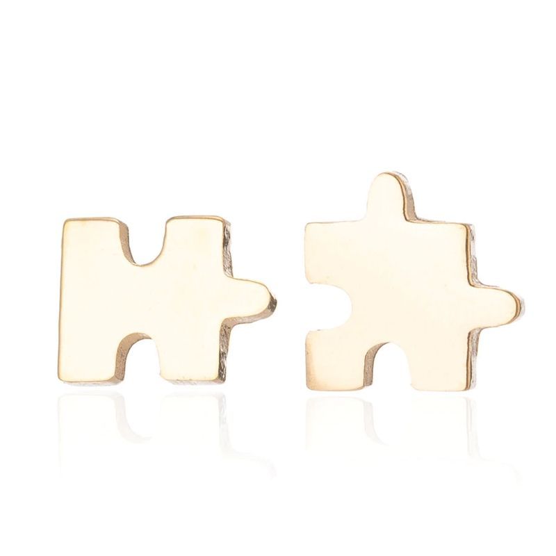 Levně S4U Zlacené ocelové náušnice PUZZLE - OPN1042-GD
