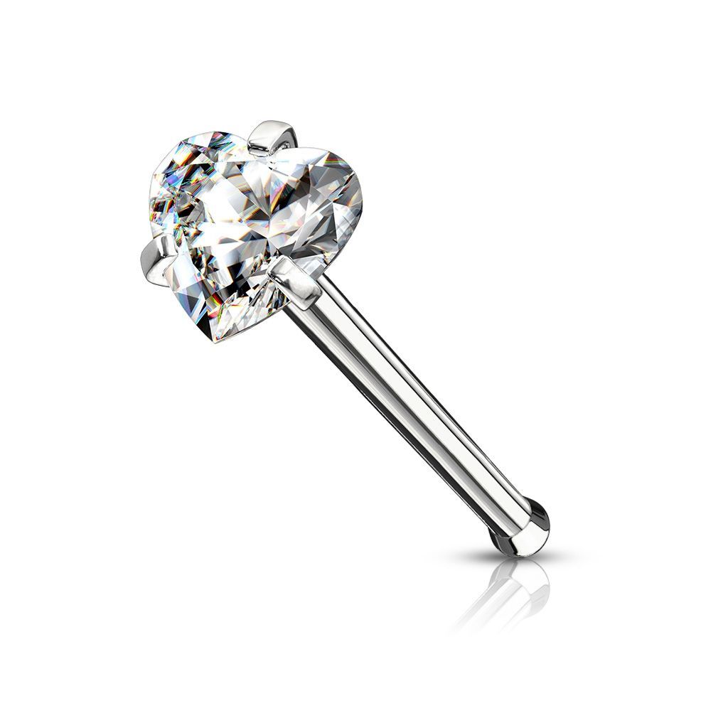 Levně Piercing do nosu srdíčko (čirá) - N0135C