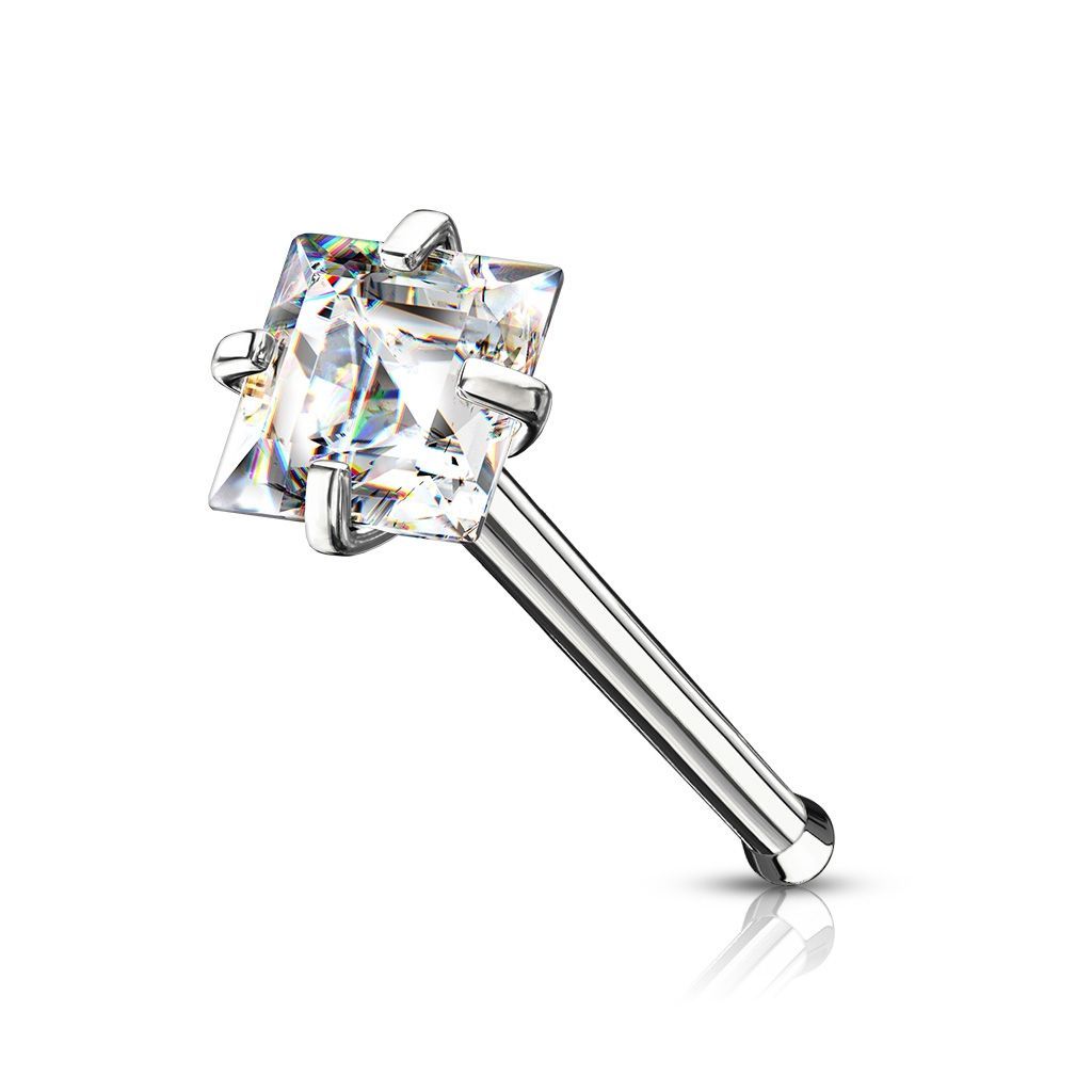 Levně Piercing do nosu čtvereček (čirá) - N0133C