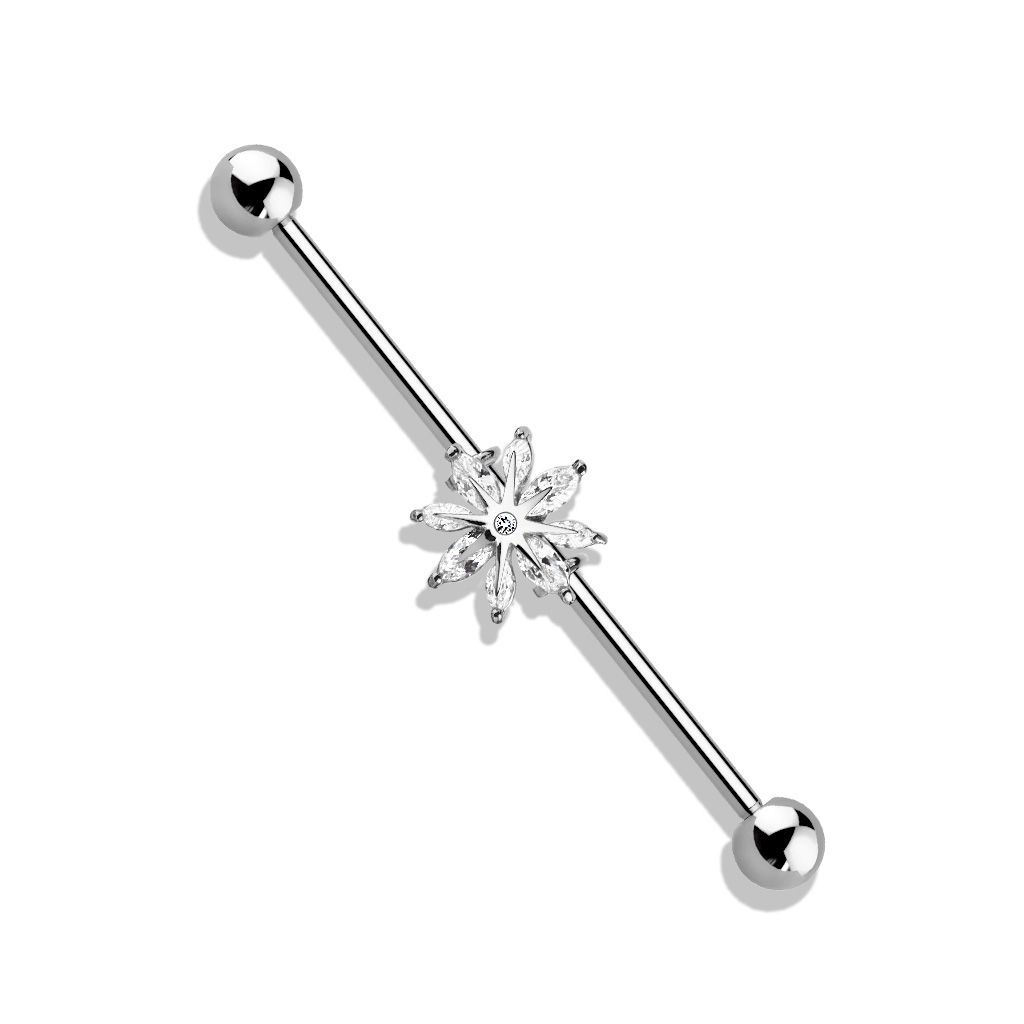 Levně Industrial piercing - sněhová vločka - ID01032-ST