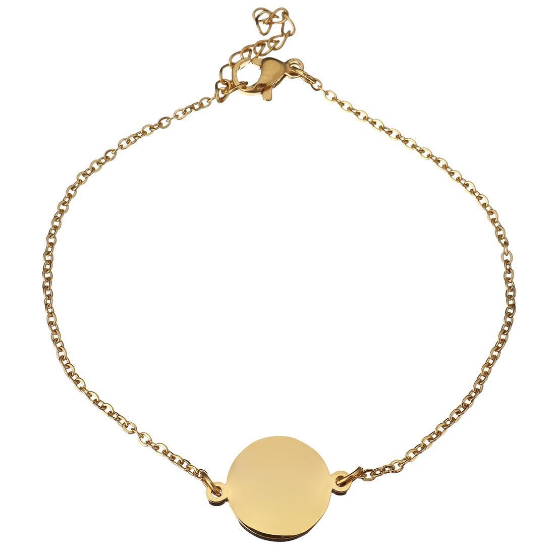 S4U Zlacený ocelový náramek s kulatou destičkou - OPA1507-GD