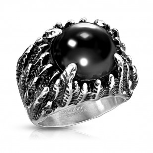 Pánský ocelový prsten s černým kamenem