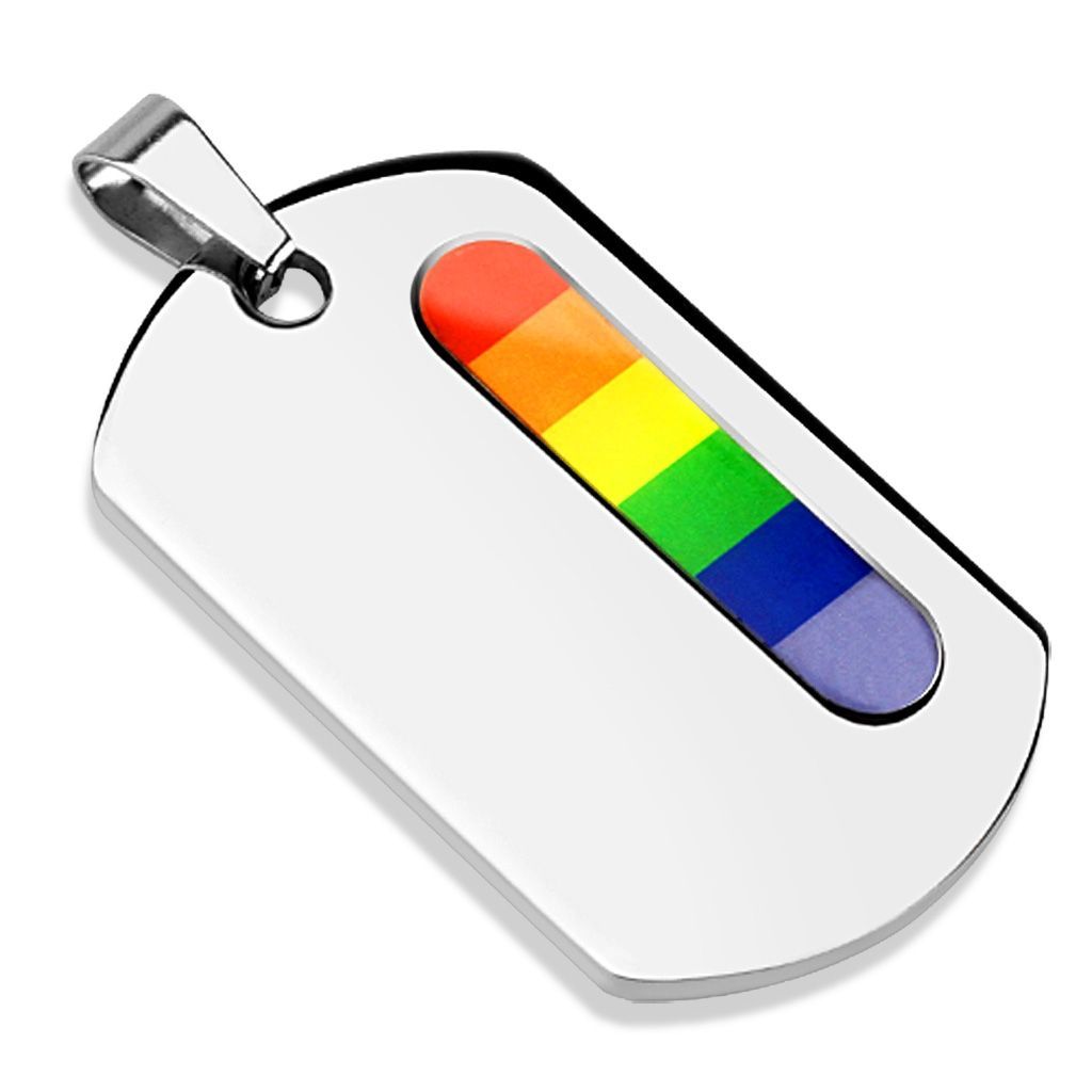 S4U Ocelový přívěsek destička LGBT duha - OPP1748