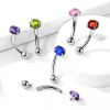 Piercing do obočí s kulatým kamenem (zelená)