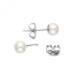 Stříbrné perlové náušnice - bílé perly 3 mm