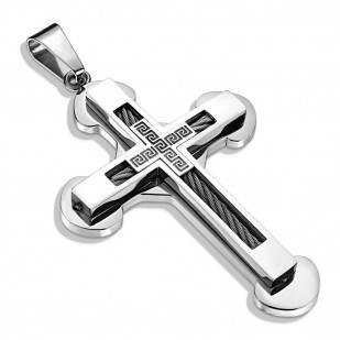 Ocelový přívěsek - kříž řecký klíč