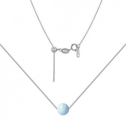 Stříbrný náhrdelník s opálem - kulička 6 mm