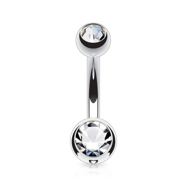 Piercing do pupíku - banánek malý 1,6 x 8 mm, CRYSTAL - BS1006-C