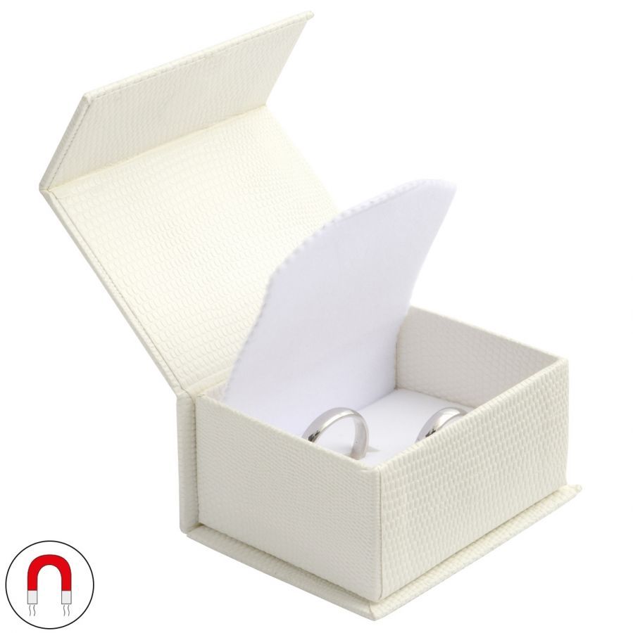 S4U Bílá dárková krabička na snubní prsteny magnetické zavírání - KR0350-WH