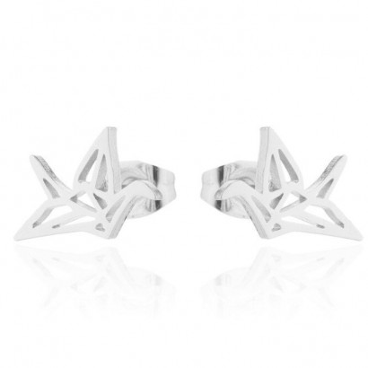 Ocelové náušnice origami ptáčci