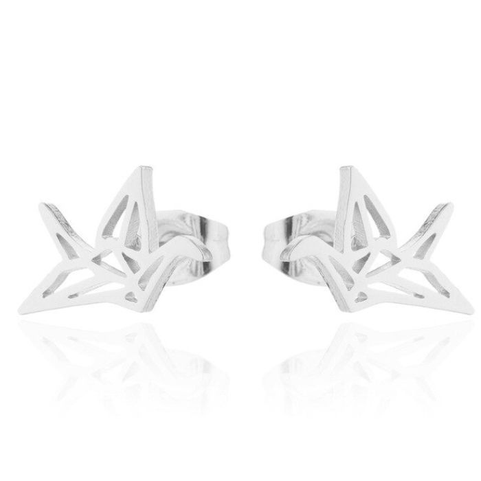 Ocelové náušnice origami ptáčci - OPN1736-ST