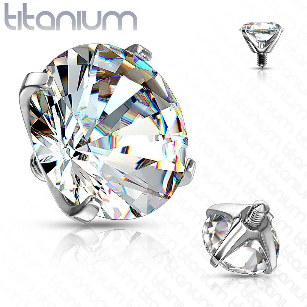 Náhradní kamínek k dermálu TITAN, závit 1,6 mm, 4mm, barva: čirá - TIT105-04C