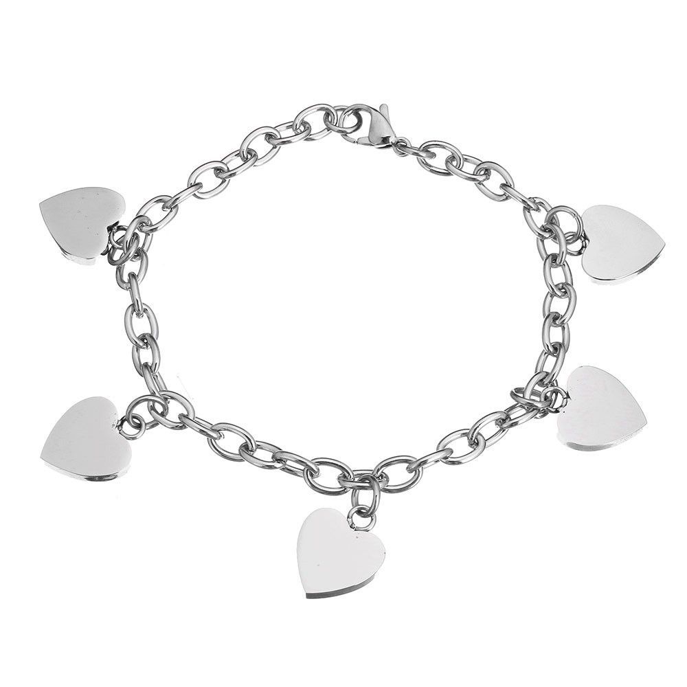 S4U Dámský ocelový náramek se srdíčky - OPA1640