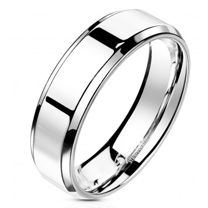 Ocelový prsten lesklý, šíře 6 mm (52)