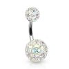 Piercing do pupíku zdobený krystaly Swarovski® (tyrkysová, 1,6 x 10 mm)