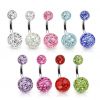 Piercing do pupíku zdobený krystaly Swarovski® (tyrkysová, 1,6 x 10 mm)