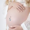Těhotenský piercing do pupíku - stopy (růžová, 1,6 x 25 mm)