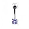 Stříbrný piercing do pupíku, zirkon (černá, 1,30 g, 1,6 x 10 mm)