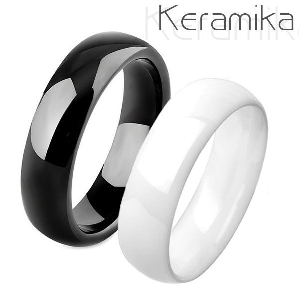 NUBIS Keramické snubní prsteny černý a bílý - pár - KM1000-6.KM1013