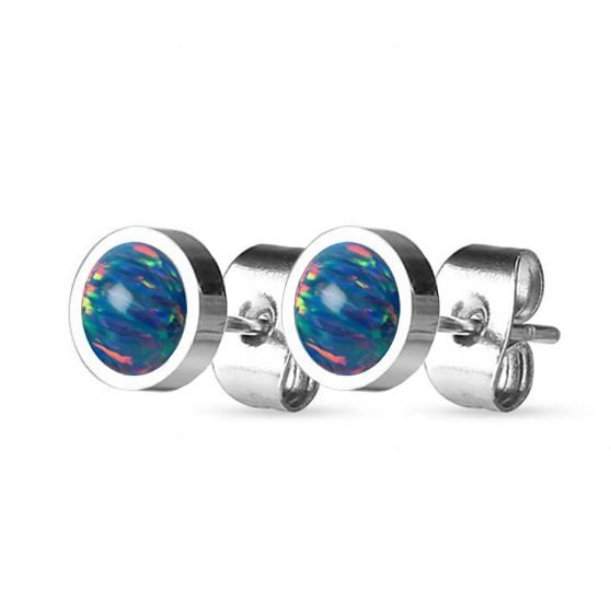 Levně NUBIS Ocelové náušnice s opály 8 mm - NBP71-OP01