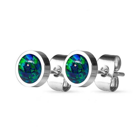 Levně NUBIS Ocelové náušnice s opály 8 mm - NBP71-OP19