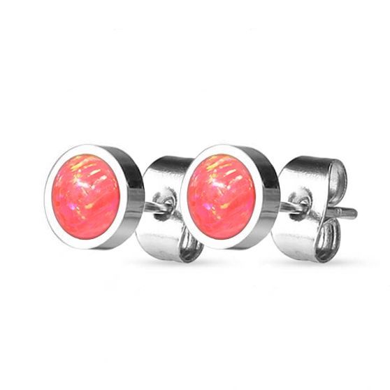Levně NUBIS Ocelové náušnice s opály 8 mm - NBP71-OP57
