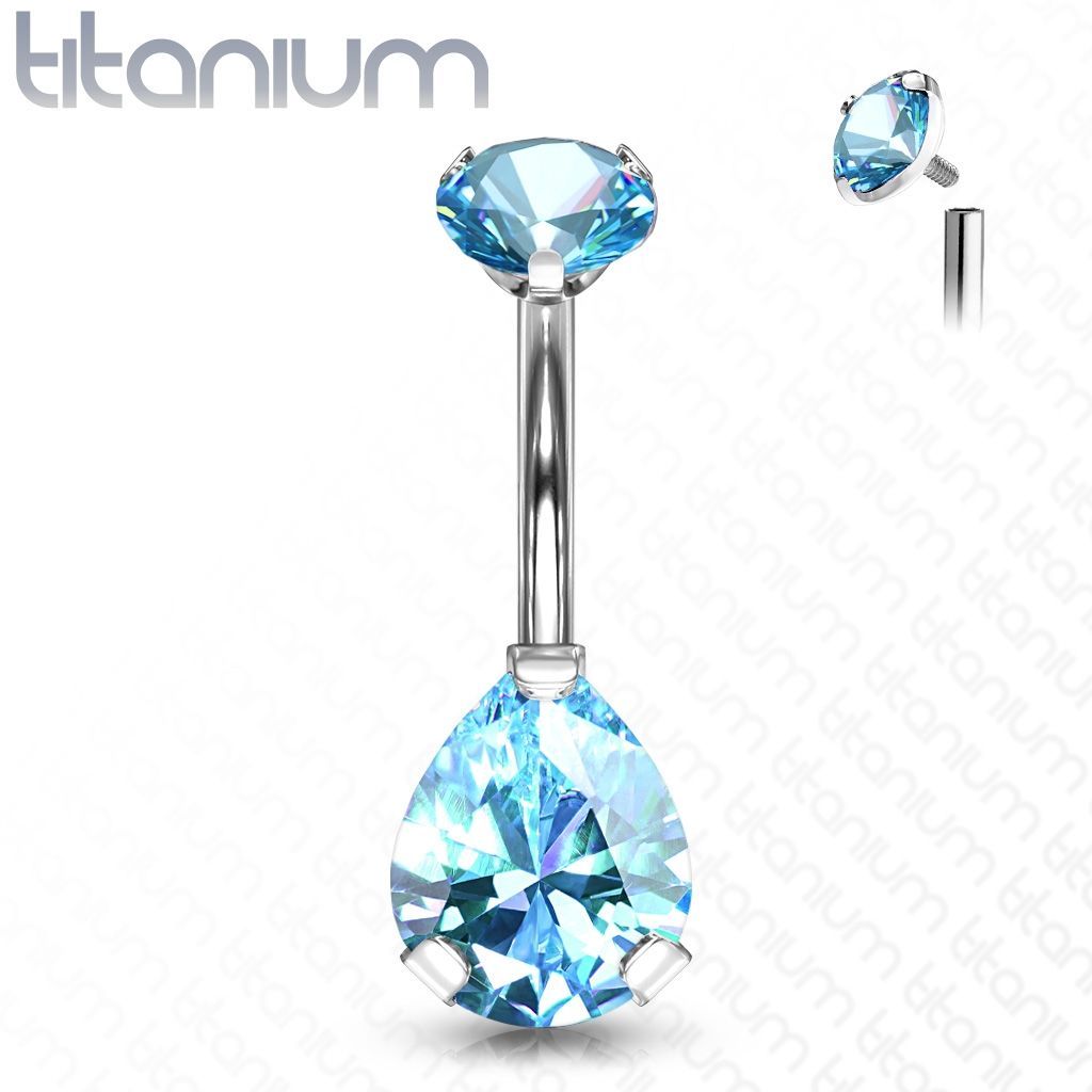 Piercing do pupíku kapka - TITAN (tyrkysová)
