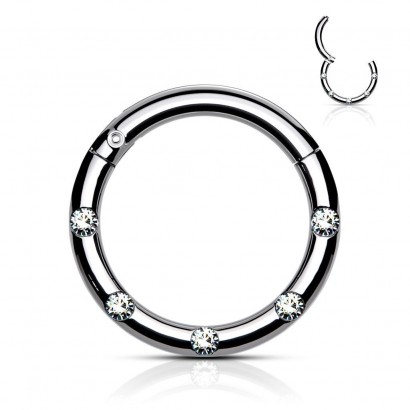 Piercing kruh segment, čiré zirkony, 1,2 x 8 mm