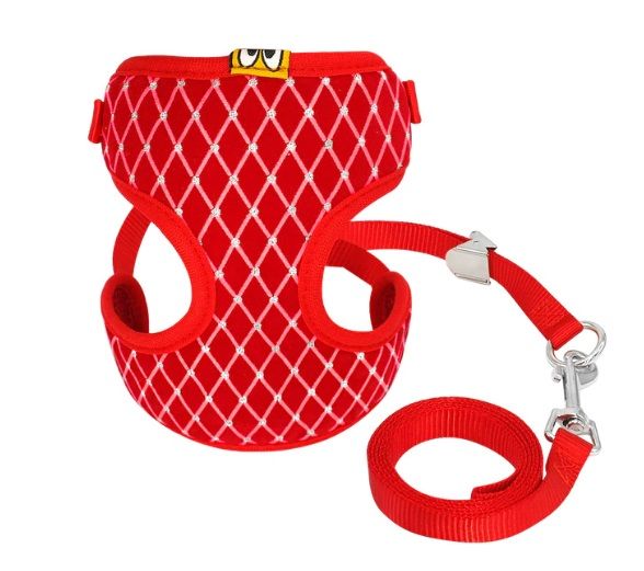 Červený postrojek pro kočku/psa vel. S