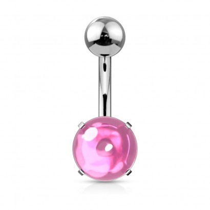 Piercing do pupíku s kulatým kamenem (růžová)