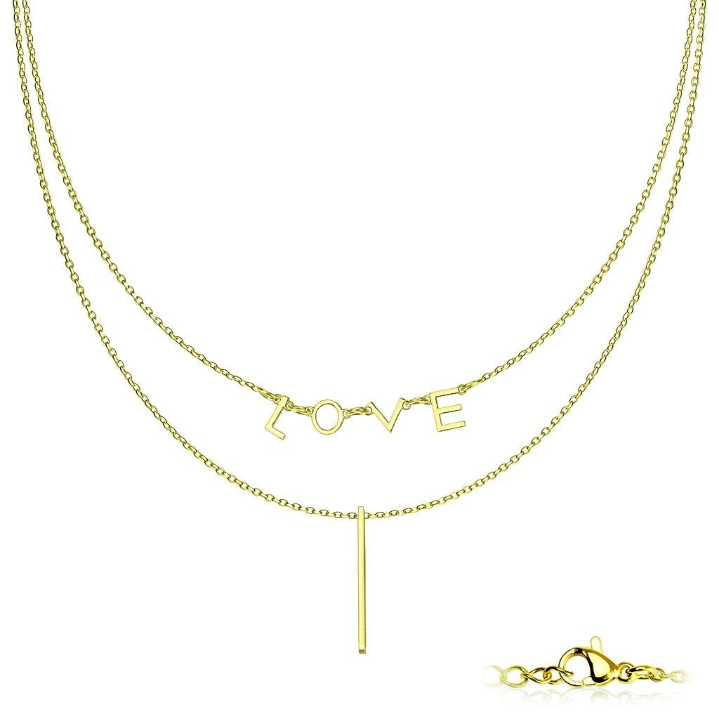 Levně S4U Dvojitý ocelový náhrdelník LOVE zlacený - OPD0218-GD