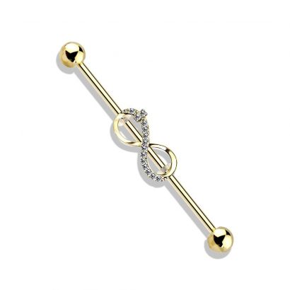 Zlacený industrial piercing - nekonečno