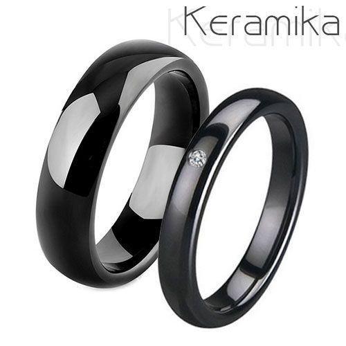 NUBIS Keramické snubní prsteny černé - pár - KM1000.KM1010-4