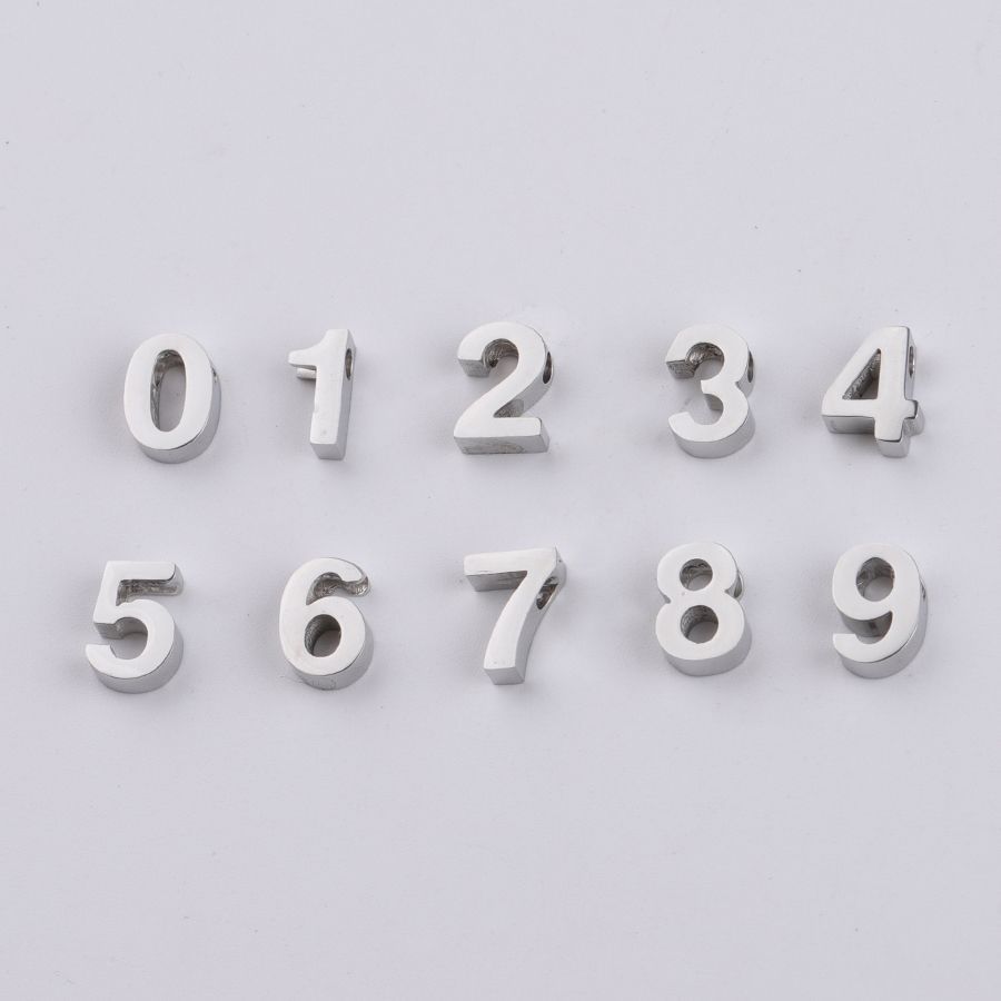 Levně S4U Navlékací ocelový přívěsek korálek - číslice 4 - PP-1002-4