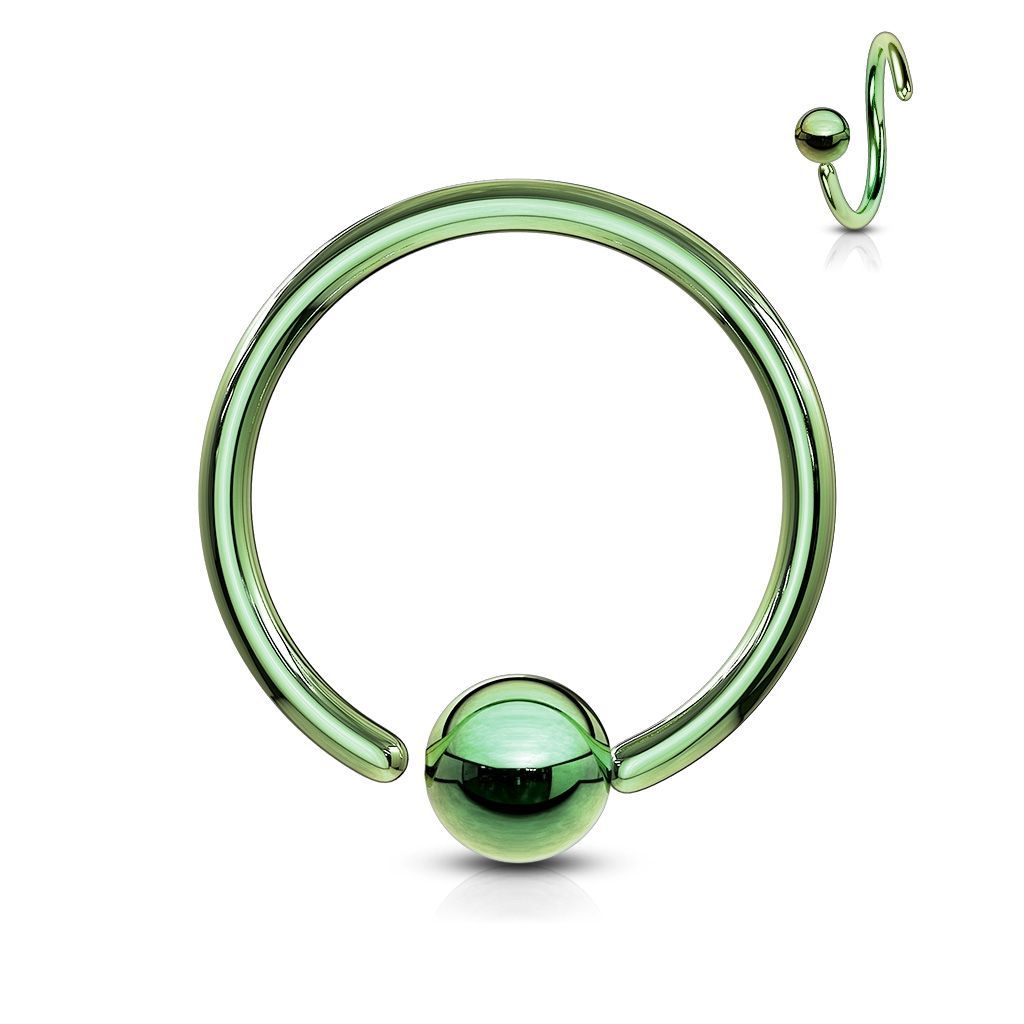 S4U Piercing - kruh zelený rozměr 0,8 x 8 mm, kulička 3 mm - K1002G-08083