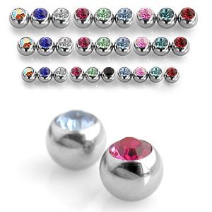 Náhradní kulička chirurgická ocel s kamínkem 1,2 x 4 mm (červená) - ND024A-1204