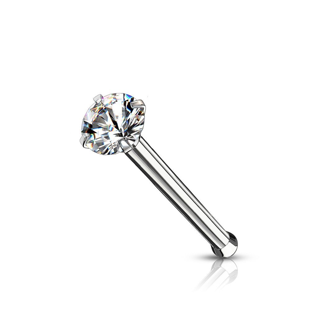 Piercing do nosu - čirý zirkon (2 mm)