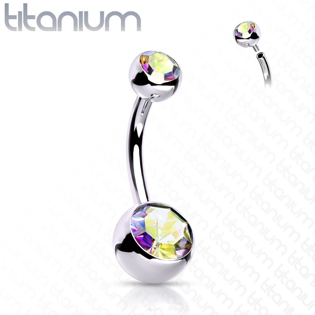 Piercing do pupíku vnitřní závit TITAN, 1,6 x 12 mm (duhová)