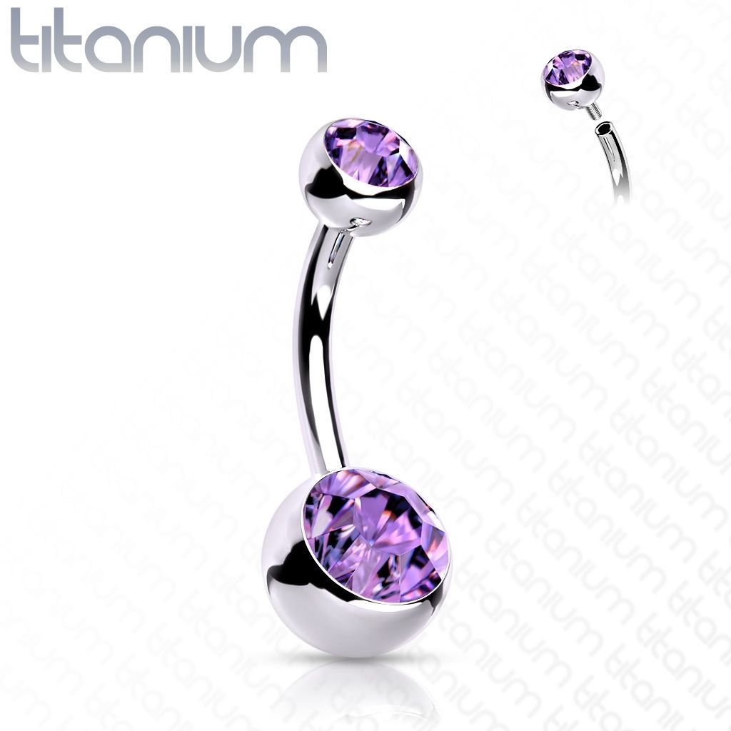 Piercing do pupíku vnitřní závit TITAN, 1,6 x 12 mm (fialová)