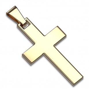 Zlatý ocelový přívěsek - kříž