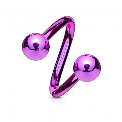 Piercing spirála fialová (1,6 x 11 mm, 5 mm)