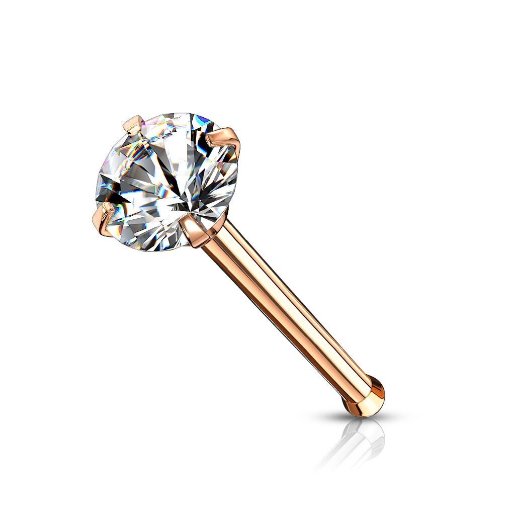 Levně Zlacený piercing do nosu - čirý zirkon (2,5 mm) - N0132RDC-025