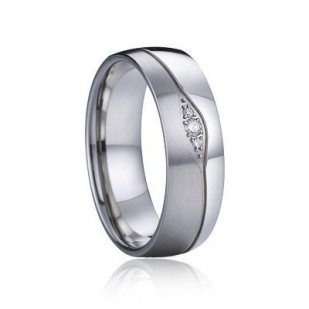 AN1035 Dámský snubní ocelový prsten  diamanty