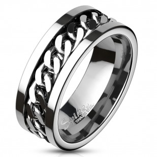 OPR0144 Pánský ocelový prsten řetěz