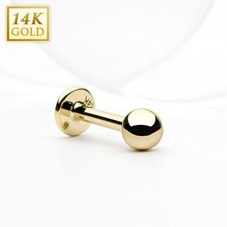 Levně Zlatý piercing do brady - labreta, Au 585/1000 (0,33 g, 1,2 x 8 mm) - ZL01101-12083-YG