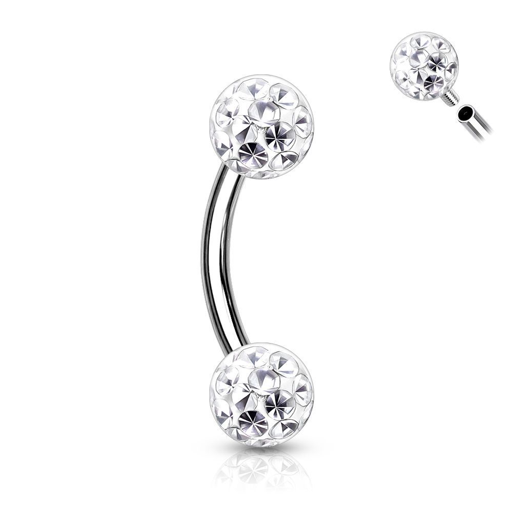 Piercing do obočí s krystaly Crystals From Swarovski 1,2 x 8 mm