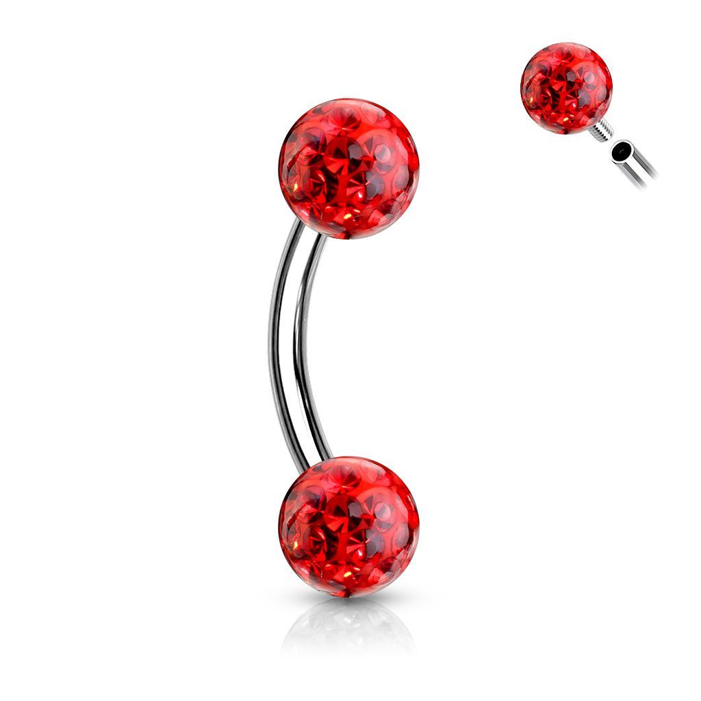 Levně Piercing do obočí s krystaly Crystals From Swarovski 1,2 x 8 mm - OB0013-R