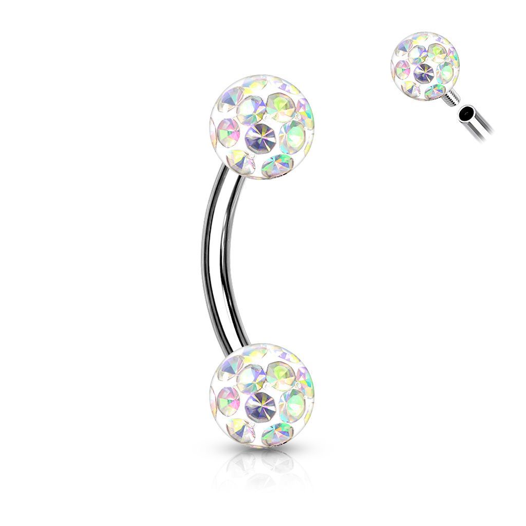 Piercing do obočí s krystaly Crystals From Swarovski 1,2 x 8 mm