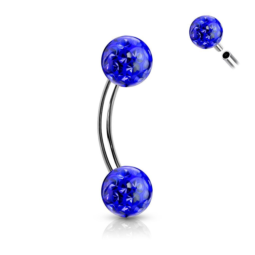 Piercing do obočí s krystaly Crystals From Swarovski 1,2 x 8 mm